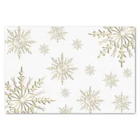 Faux Gold Winter Snowflakes on White Tissue Paper