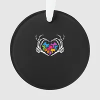 Autism Awareness Skeleton Heart Puzzle Piece Ornament