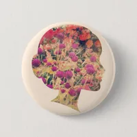 Flower Lady Pinback Button