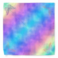 [Rainbow Mist] Pastel Tie-Dye Butterflies Bandana