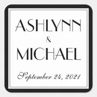 Modern and Elegant Stylish Wedding Square Sticker