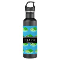 Personalized Cute Turtle Cartoon Name  Stainless Steel Water Bottle