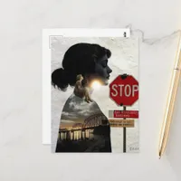 Stop Enjoy Your Life Woman Collage Postcard