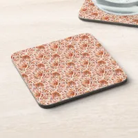 Abstract Floral Watercolor Pattern Autumn Colors Beverage Coaster