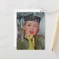 Beautiful Woman From 1950s era Collage Postcard
