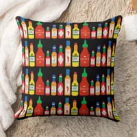 Chili Addict Spicy Food Lover Chilli Bottles Print Throw Pillow