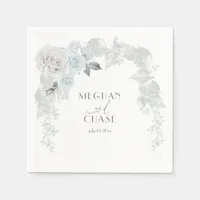 Pale Blue and White Rose Iridescent Foliage Napkins