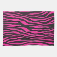 Pink and Black Abstract Zebra Stripes Kitchen Towel