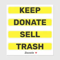 Keep Donate Sell Trash Simple Konmari Sticker