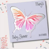 Butterfly Sweet Palette Baby Shower Silver Foil  Foil Guest Book