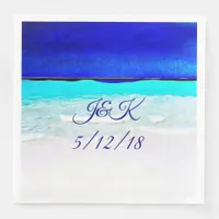 Sandy Beach Watercolor Wedding Dinner Napkins