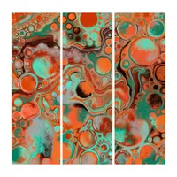 Brown, Teal, Orange Marble Fluid Art