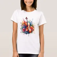 Watercolor Cello and Flowers   T-Shirt