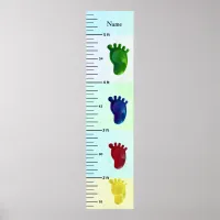 Colored Feet Pastel Growth Chart Add Child's Name