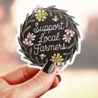 Support Local Farmers Floral Sticker