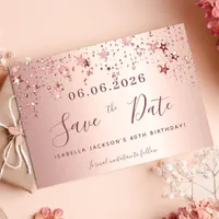 Birthday rose gold blush stars save the date