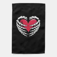 Ed Heart In Skeletal Hands Classic Style Garden Flag