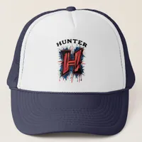 Customizable Monogram "H" - Graffiti Spray Paint Trucker Hat