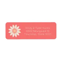 Cream Daisy on Coral Return Address Label