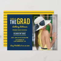 Blue and Maize Graduation Party Photo Invitation