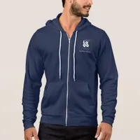 Mens Navy Business Zip Hoodie + Custom White Logo