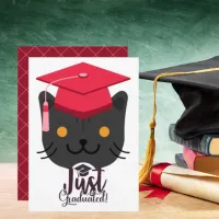 Just Graduated Funny Gray Cat Party Celebration Invitation