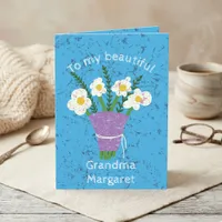 Distressed White Daisy Bouquet Grandma Birthday Card