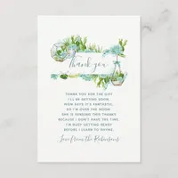 Watercolor Cactus Succulents Baby Shower Thank You Card