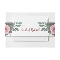 Blush Floral Wedding Invitation Belly Band