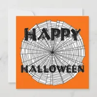 Happy Halloween on Spider Web Text Invitation