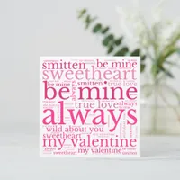 Valentine Phrases WordArt Pink Text White Holiday Card