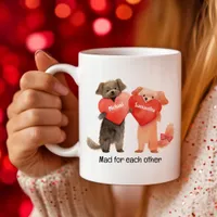 Cute Cartoon of Puppy Holding Hearts Valentine Coffee Mug