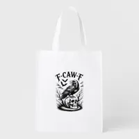 Halloween F-Caw-F Bird Crow Women Men Trendy Casua Grocery Bag
