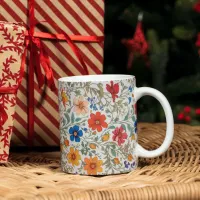 Colorful Flower Pattern Coffee Mug Set