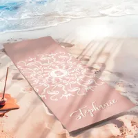 Flamingo Pearl Mandala Monogram Pink Beachy Yoga Mat