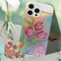 Watercolor Pink Tulip  iPhone 15 Pro Max Case