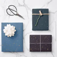 Navy Blue & Gold Celestial Star Night Sky Wrapping Paper Sheets