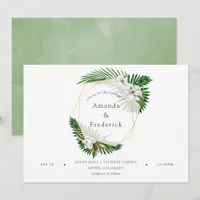 Watercolor Tropical Greenery Geometric Wedding Invitation