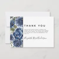 Blue Floral Modern Sympathy Funeral Thank You Card