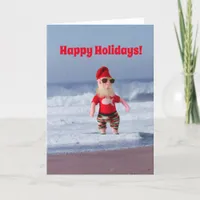 Greeting Card - Santa in the Surf