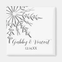Snowflake Winter Wedding Save the Date Magnet