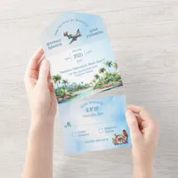 Tropical Beach Island Destination Wedding All In One Invitation