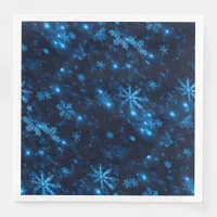 Deep Blue & Bright Snowflakes Paper Napkins