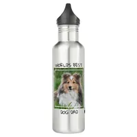 World's Best Dog Dad - Custom Cute Dog Photo Stainless Steel Water Bottle