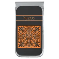 Classic Greek Inspired Personalized  Silver Finish Money Clip