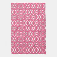 Pink Gray Geometric Hexagon Pattern Towel