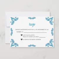 Talavera Turquoise Minimalist Spanish Wedding RSVP Card