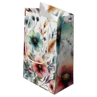 Alcohol Ink Floral Watercolor  Small Gift Bag