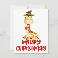 Cute Watercolor Giraffe Christmas Card