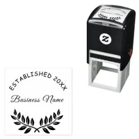 Business comapany name classic laurel wreath self-inking stamp